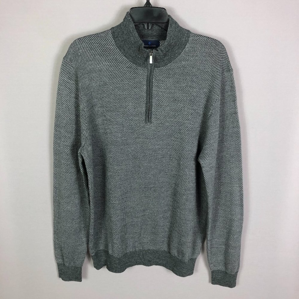 Erbario Toscano Gray Knit 1/4 Zip Long Sleeve Wool Blend Sweater Size La…